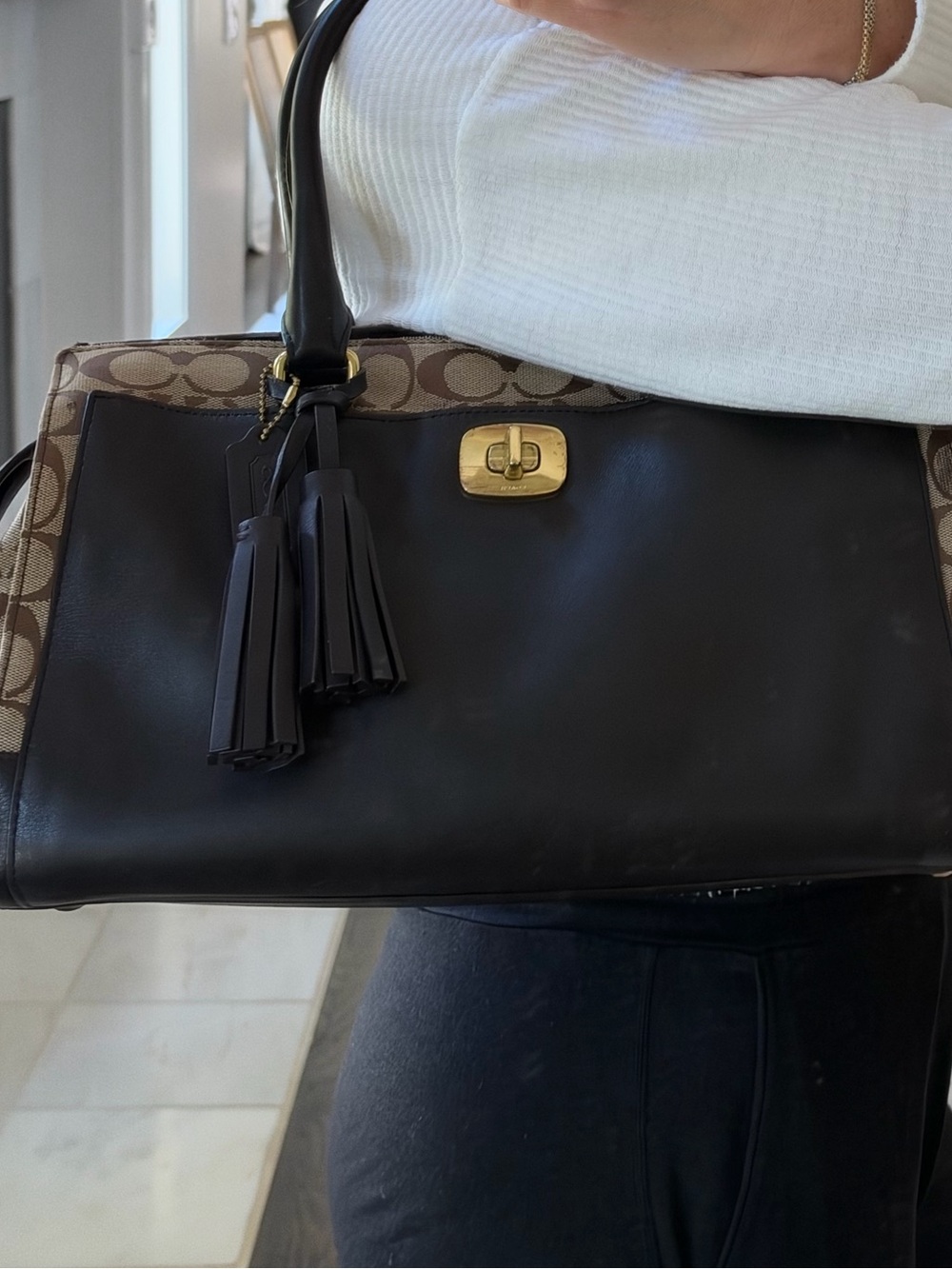 Coach Chelsea Legacy Top Handle Tassel Zip Tote